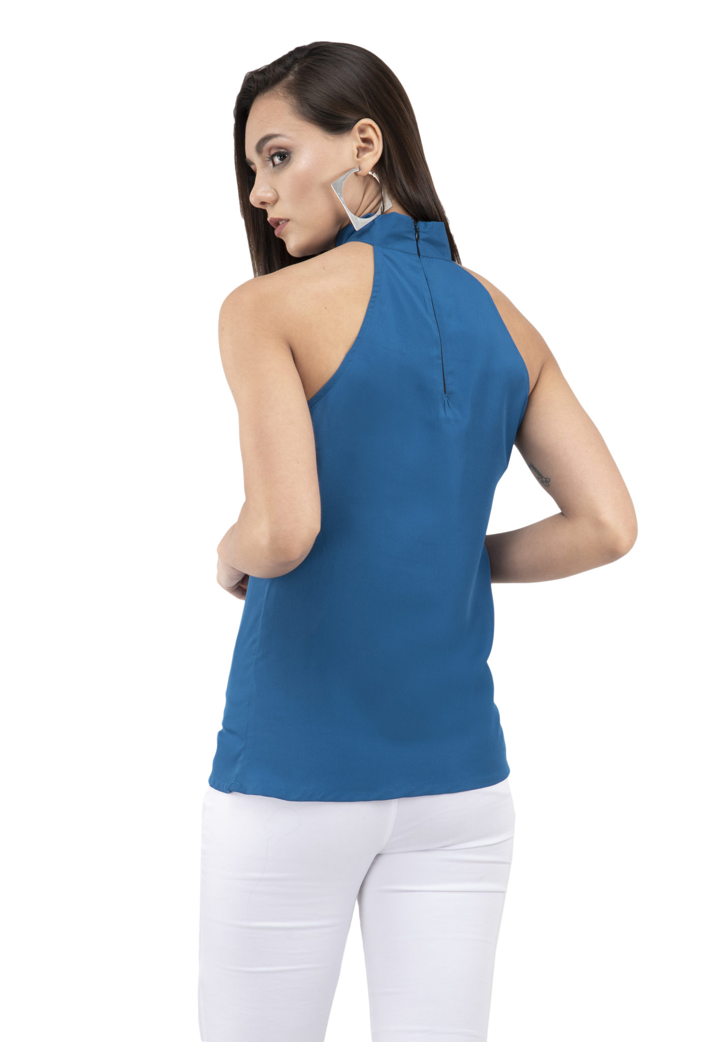 No Sleeve Solid Women Blue Top – Fairiano | Fashion Brand in India